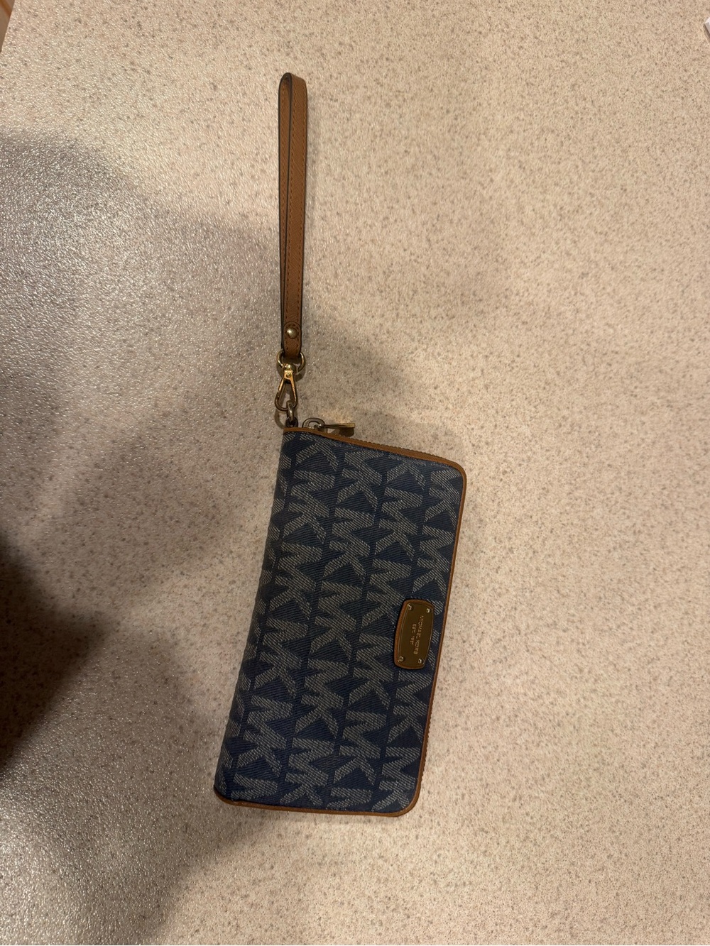 Michael Kors Denim Navy & Brown Signature Wristlet
